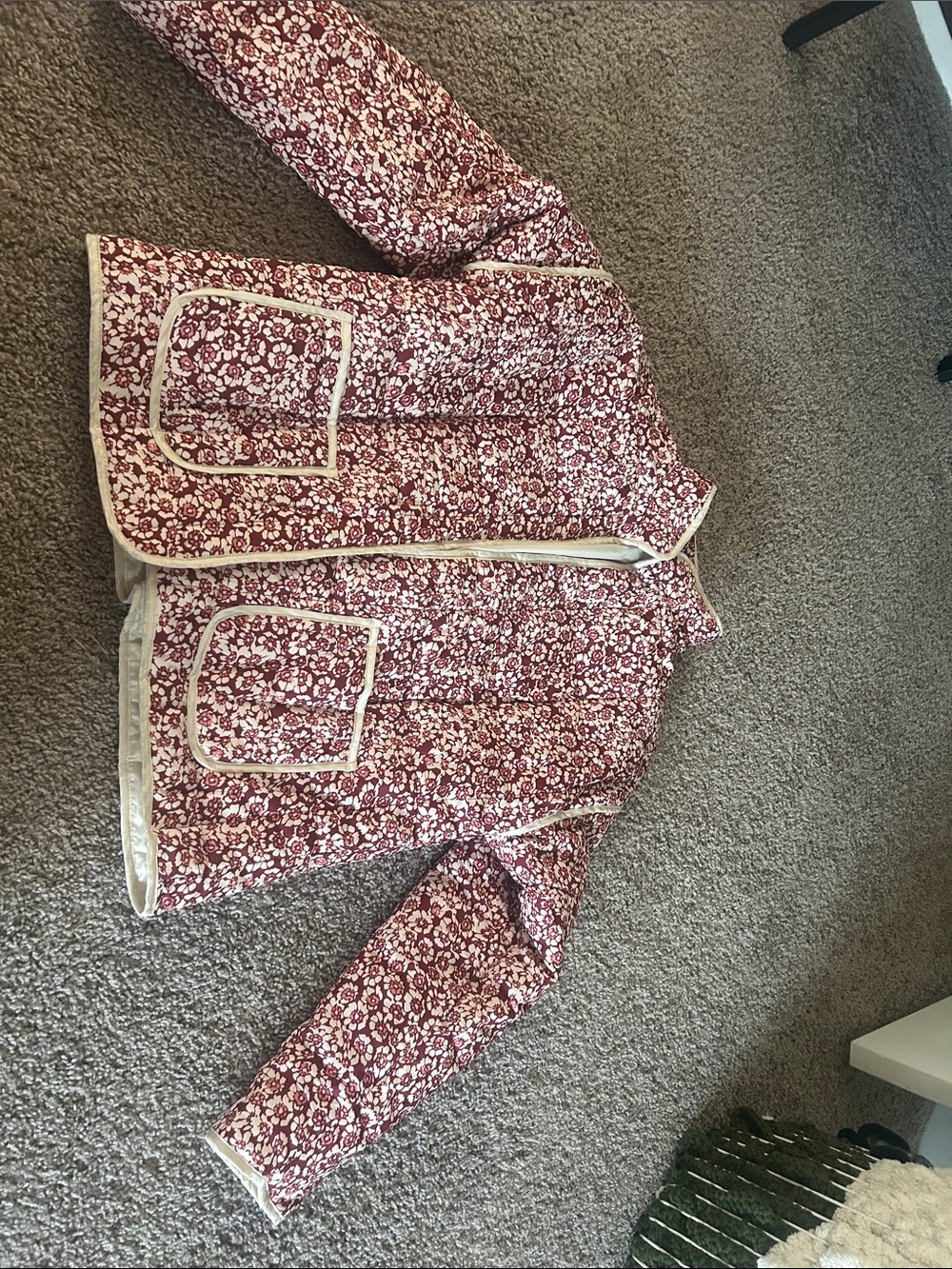 Quilted Floral Jacket with Cream Trim
